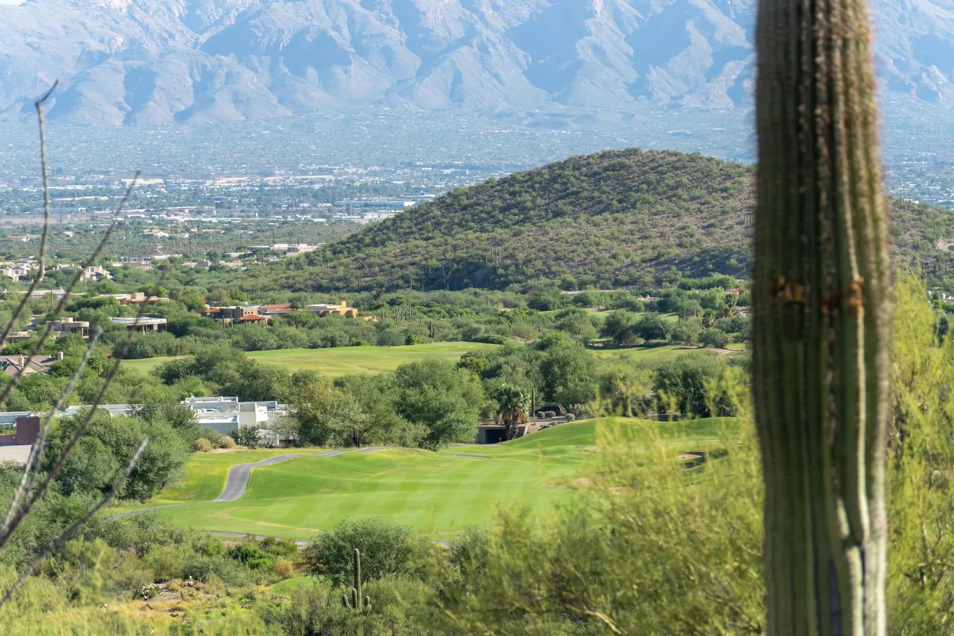 Arizona desert golf course with mountain scenery